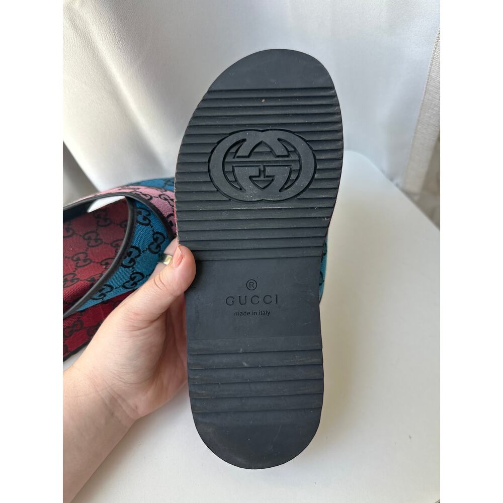 Gucci (EUR 41/US 10) GG Monogram Platform Slide Sandals - Red Logo Designer - Picture 8 of 11
